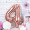 Balon foliowy Cyfra "4", 86cm, różowe złoto Z HELEM - obrazek 2