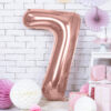 Balon foliowy Cyfra "7", 86cm, różowe złoto Z HELEM - obrazek 2
