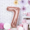 Balon foliowy Cyfra "7", 86cm, różowe złoto Z HELEM - obrazek 3