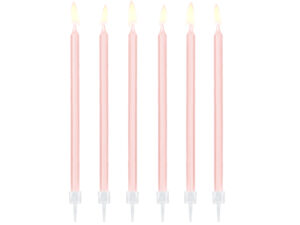 Świeczki urodzinowe gładkie, jasny różowy, 14cm