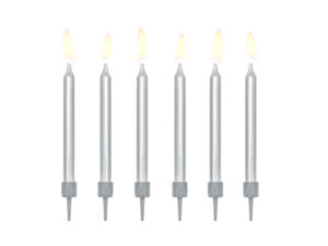 Świeczki urodzinowe gładkie, srebrny, 6cm