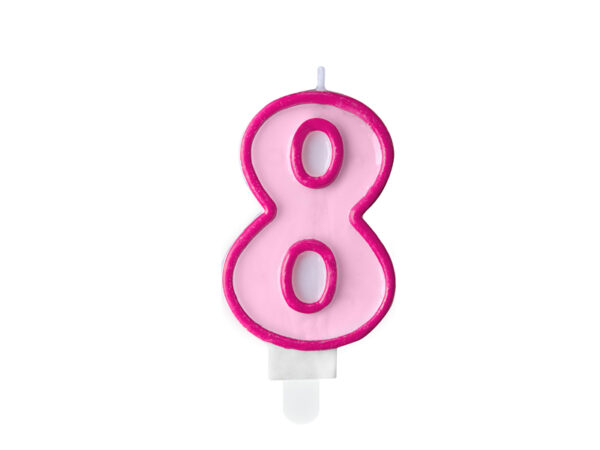 Świeczka urodzinowa Cyferka 8, różowy, 7cm