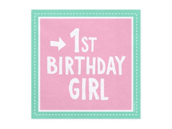 Serwetki 1st Birthday Girl, 33x33 cm
