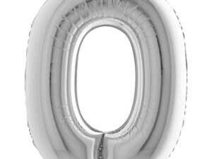 Balon srebrna cyfra 0 - 102 cm