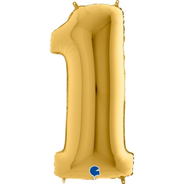 Balon złota cyfra 1 - 102 cm Z HELEM