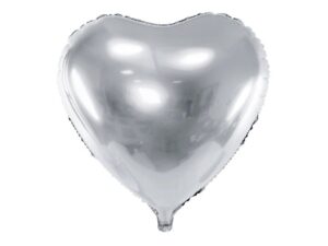 Balon serce 18″ (45 cm), srebrny