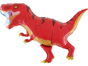 Balon foliowy, Dinozaur T-Rex czerwony Z HELEM