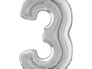 Balon srebrna cyfra 0 – 66 cm Z HELEM