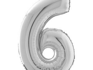 Balon srebrna cyfra 0 – 66 cm Z HELEM