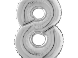 Balon srebrna cyfra 0 – 66 cm