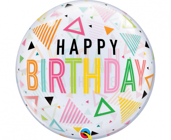 Balon foliowy 22 cali QL Bubble Happy Birthday
