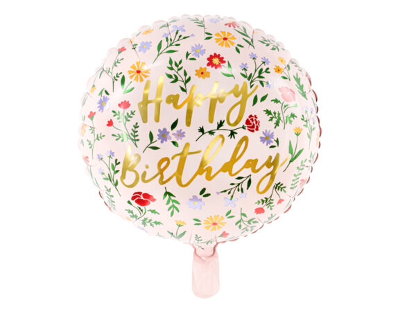 Balon foliowy ''Happy Birthday'', jasny różowy Z HELEM