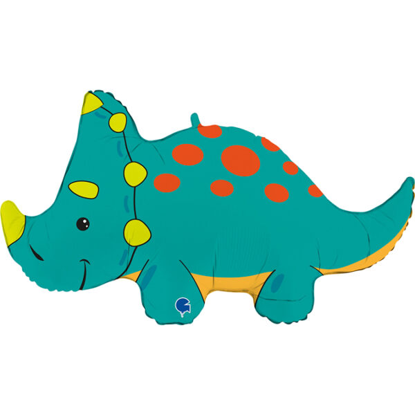 Balon foliowy Dynozaur Triceratops zielony Z HELEM