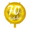 Balon foliowy ''70th Birthday'', złoty, Z HELEM