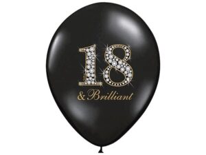 Balon 30cm, 18 & Brilliant, czarny Z HELEM