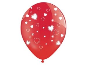 Balony 30cm, Serca, Crystal Poppy Red