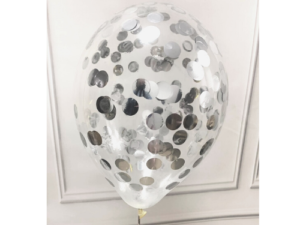 Balon z Konfetti Kólka , srebrny , 35cm