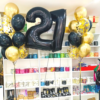 Zestaw Balonów z Cyferkami, czarno-złoty ,22szt. - obrazek 2