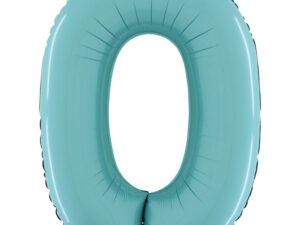 Balon cyfra 0 , pastelowa niebieska – 66 cm Z HELEM