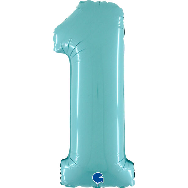 Balon cyfra 0 , pastelowa niebieska – 66 cm Z HELEM