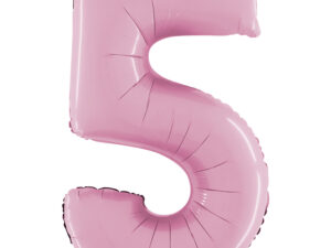 Balon cyfra 0, pastelowa różowa – 66 cm Z HELEM