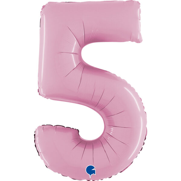 Balon cyfra 0, pastelowa różowa – 66 cm Z HELEM