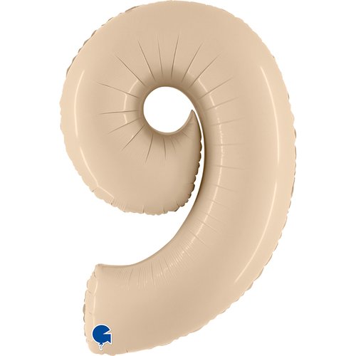 Balon cyfra 9 , satynowa kremowa – 102 cm Z HELEM
