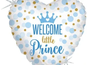Balon foliowy SERCE Z HELEM-"Welcome little Prince"