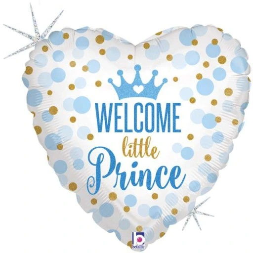 Balon foliowy SERCE Z HELEM-"Welcome little Prince"