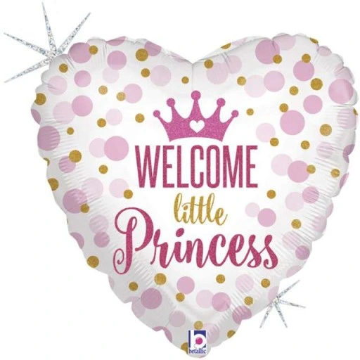Balon foliowy SERCE Z HELEM-"Welcome little Princes"