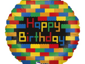 Balon Foliowy Happy Birthday klocki Lego Z HELEM