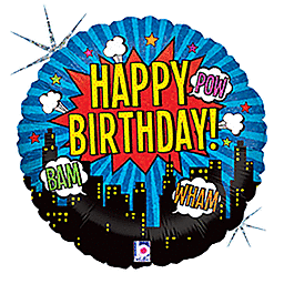 Balon foliowy Happy Birthday Superbohater z helem
