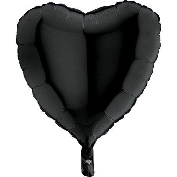 Balon Foliowy - serce czarne Z HELEM, 46 cm