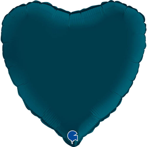 Balon Foliowy serce satynowe- Niebieskie Morskie Z HELEM, 46 cm