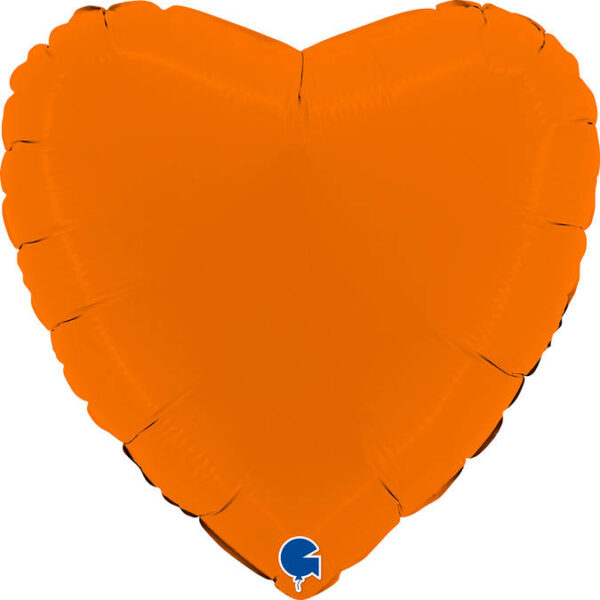 Balon Foliowy serce - pomarańczowe matowe  Z HELEM, 46 cm