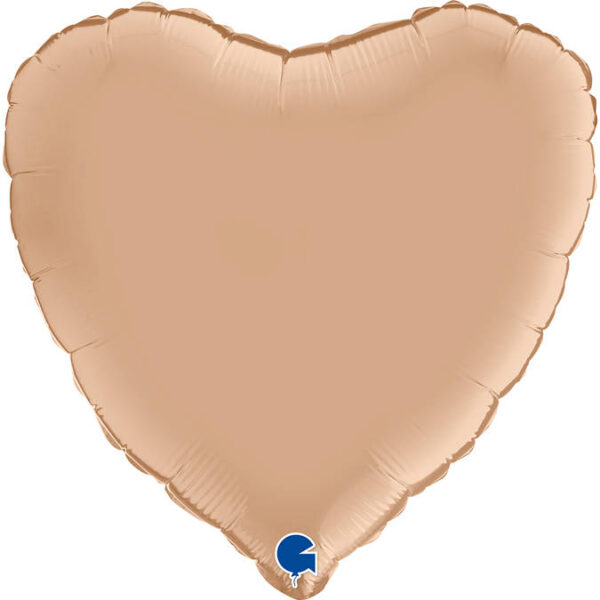 Balon Foliowy - Satynowe beżowe serce Z HELEM 46 cm