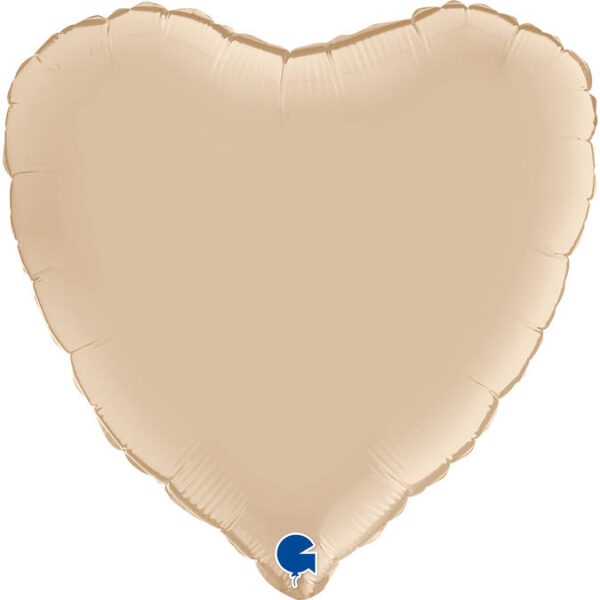 Balon Foliowy - serce satynowe kremowe Z HELEM, 46 cm