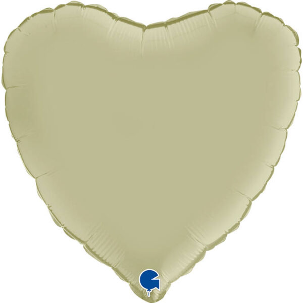 Balon Foliowy serce - satynowe oliwkowe  Z HELEM, 46 cm