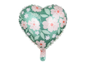 Balon foliowy serce w kwiaty Z HELEM, 35 cm