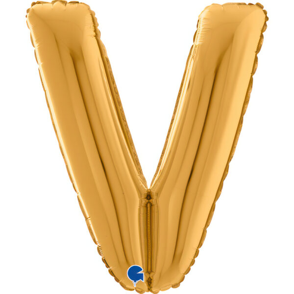 Balon foliowy litera V złota Z HELEM, 66 cm