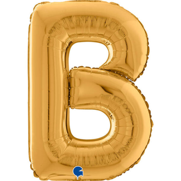 Balon foliowy litera B złota Z HELEM, 66 cm