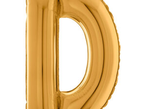 Balon foliowy litera D złota Z HELEM, 66 cm