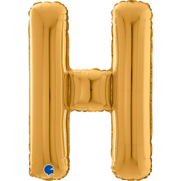 Balon foliowy litera H złota Z HELEM, 66 cm
