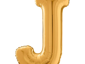 Balon foliowy litera J złota Z HELEM, 66 cm