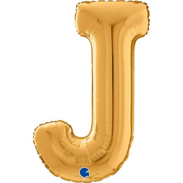 Balon foliowy litera J złota Z HELEM, 66 cm