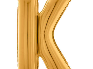 Balon foliowy litera K złota Z HELEM, 66 cm