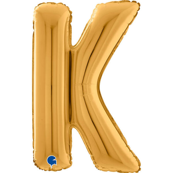 Balon foliowy litera K złota Z HELEM, 66 cm